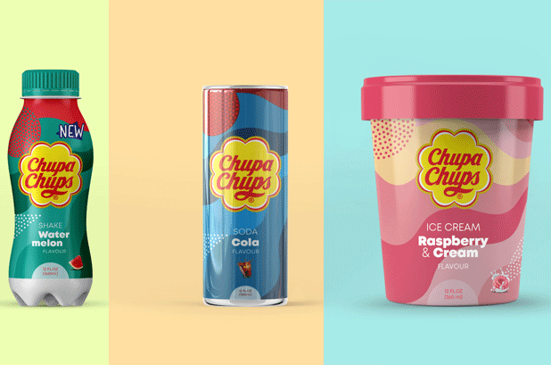 Vibranding创建了图形标准，以便拥有Chupa Chups食品和饮料许可证的任何人都可以在特定的视觉代码内开发其包装和商业交流元素。 该视觉代码的基础是Chupa Chups自己的口味。 Vibranding的想法是用彩色波浪图形化地表示它们