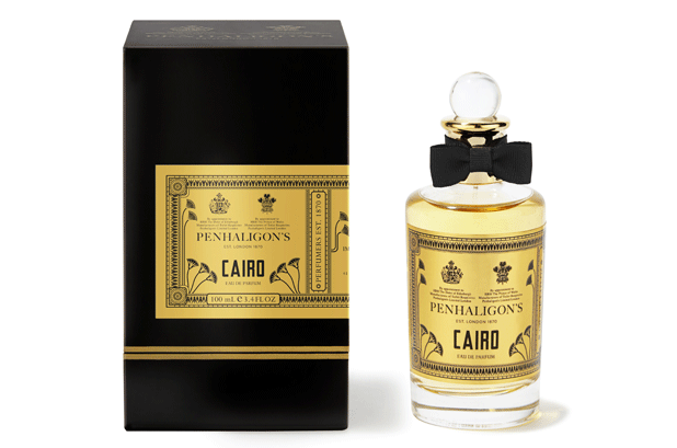 TNT Global Manufacturing has designed Penhaligon's Cairo perfume box. The glossy black color has been obtained by lacquering and gloss varnish and enhances the gold embossed labeling on the top and sides. This design differs from previous cases