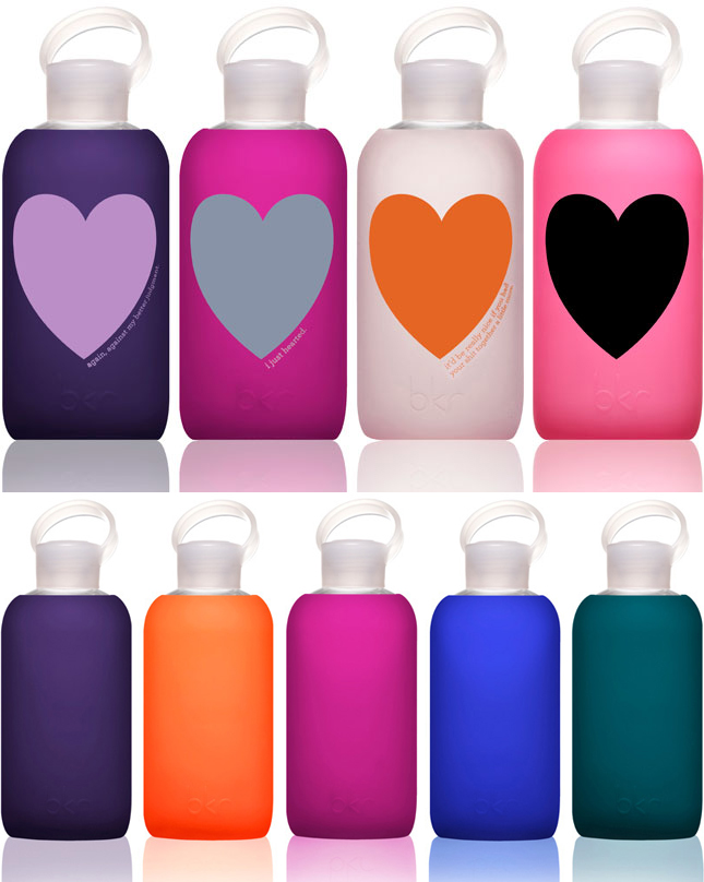 Bkr bottles are “dressed” with a silicone sleeve and replace the water bottle that is carried in a purse or purse. Popularized by numerous celebrities