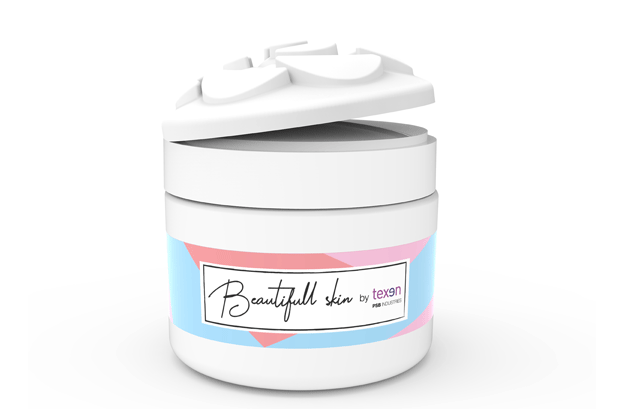 Beautifull Skin de Texen est un pot et un applicateur Mucell pour une utilisation deux-en-un.