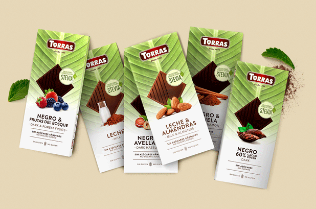 Little Buddha enhances the naturalness of the Torras Stevia chocolate range with a modern design