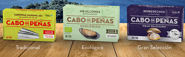 Neues Image der Marke Cabo de Peñas für Fischkonserven und Meeresfrüchte