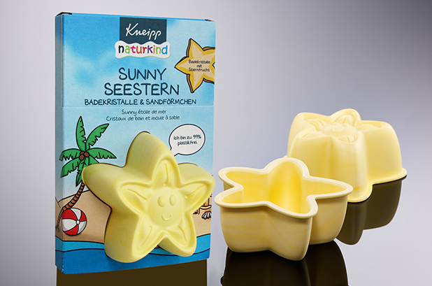 Corpack has designed and developed new sand molds made of biodegradable material for Kneipp . These molds are part of Kneipp Naturkind bathroom sets.