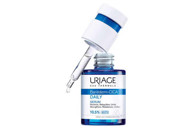The new Uriage serum is presented in a dropper bottle manufactured by Virospack