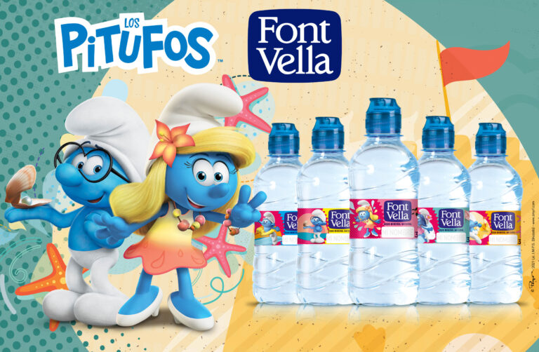 The Smurfs star in the Font Vella Kids water bottles