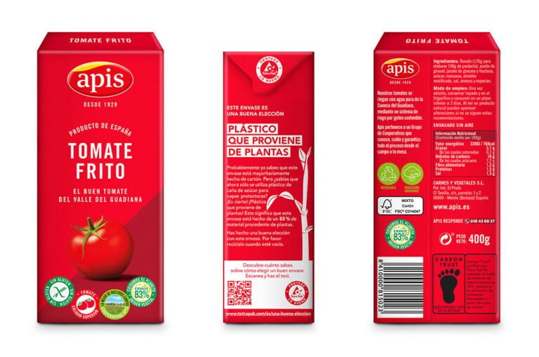 Apis lanza un envase de cartón más sostenible para su tomate frito