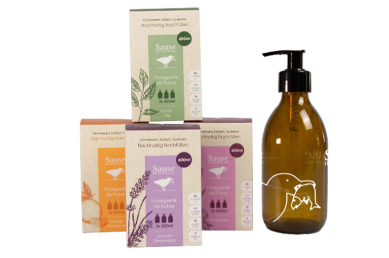 Sustainable paper packaging for liquid soap