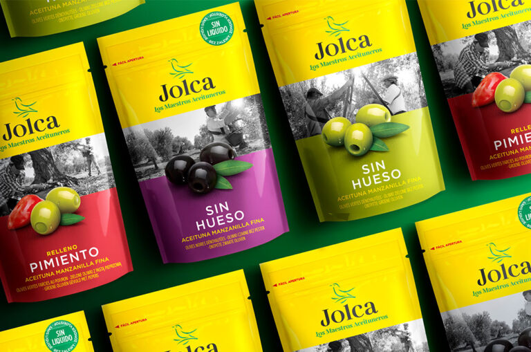 Delamata redesigns the packaging of the range of Jolca olives
