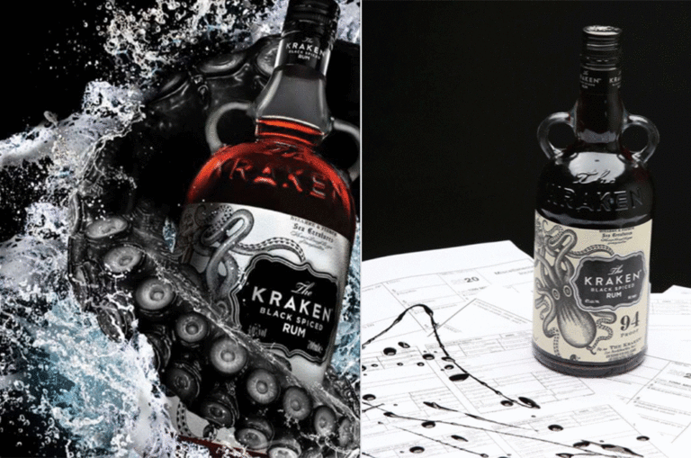 Kraken Rum, in Victorian-style rum bottles