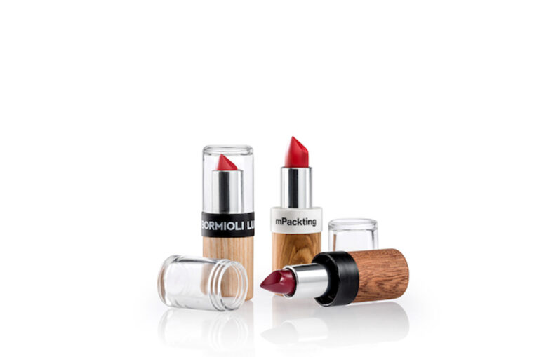 Bormioli Luigi and Minelli create a glass and wood lipstick