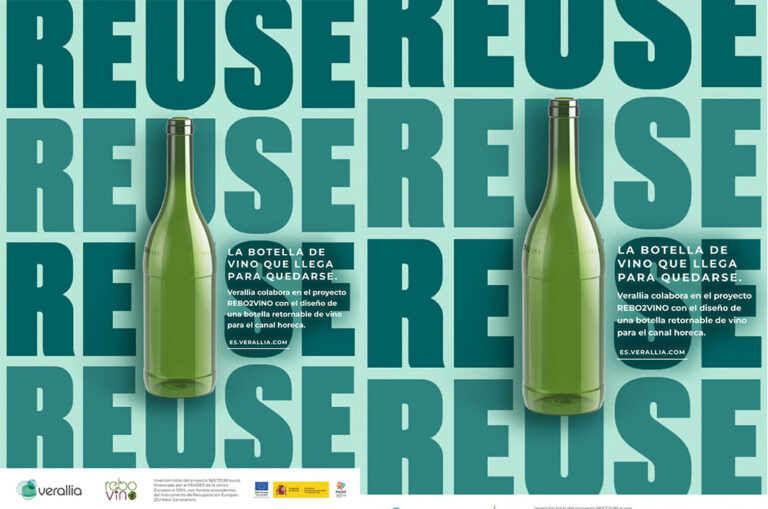 Verallia ha sviluppato e prodotto la bottiglia di vetro riutilizzabile nell'ambito del progetto REBO2VINO